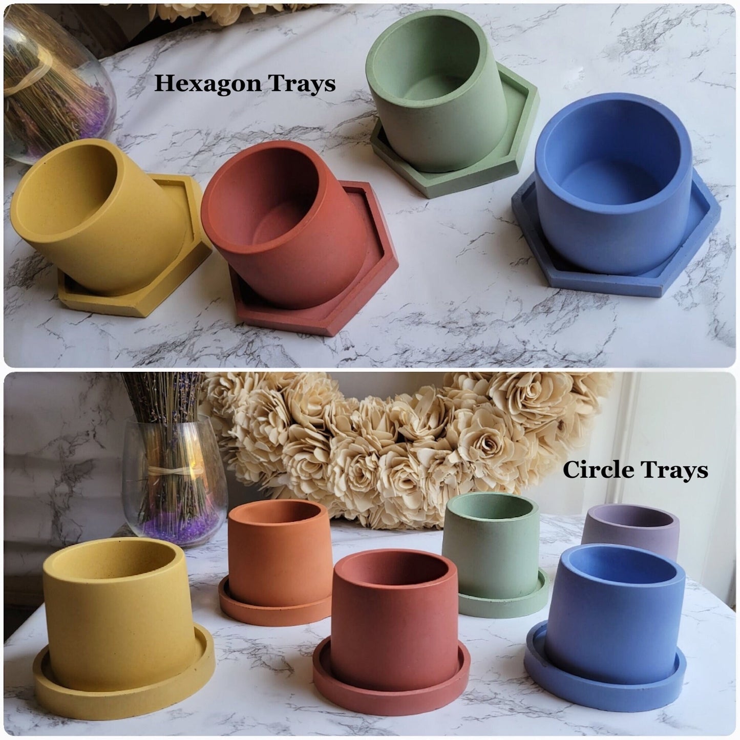 Rainbow Small Pot Set | 3 in Colorful Pot Gift Set | Drainage Plate | Optional Drainage & Sealant | Succulent Pot Gift Set | Cement Planter